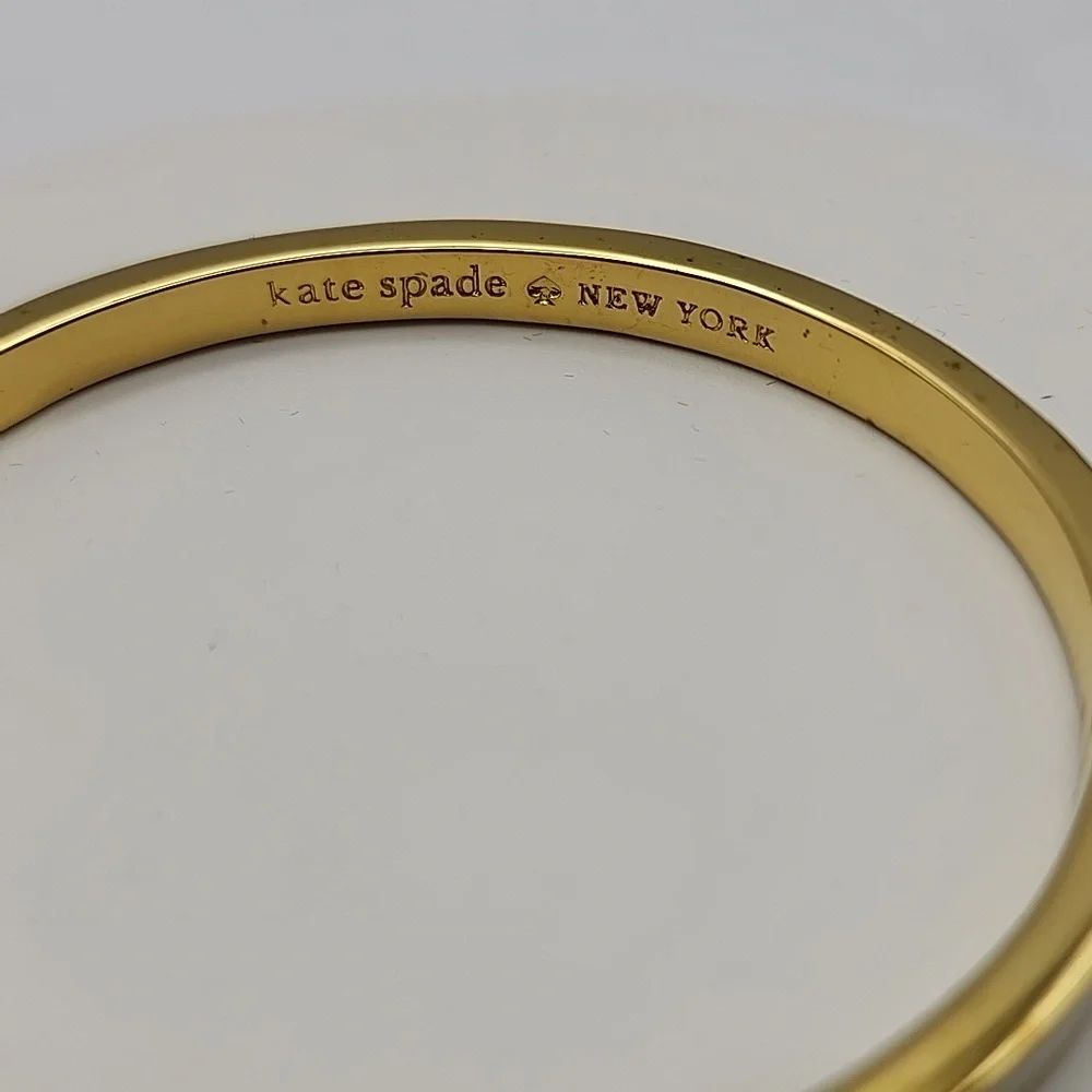 Kate Spade 8‎ Inch Gold Tone and White Bangle Enamel Bracelet